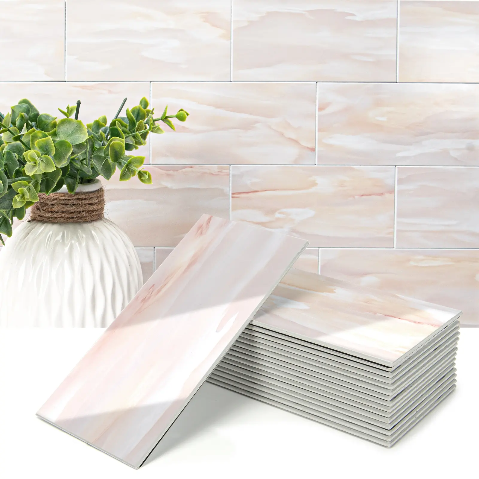 Art3d 102-Pack Peel and Stick Backsplash Tiles, 3" x 6" Self-Adhesive Subway Wall Tiles, Easy DIY Kitchen & Bathroom Wall Makeover, PVC Decorative Tiles