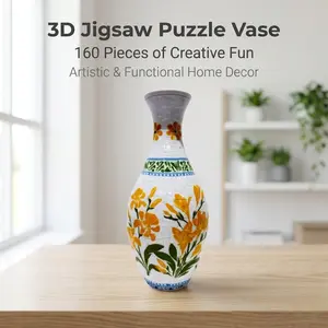 160-Piece Set 3D Jigsaw Puzzle Vase, Aesthetic Modern Multi-Styles, 100% Leakproof Waterproof Inner Liner for Real Flowers, Stress Relief DIY Home Decor Gift for Gen Z & Adults