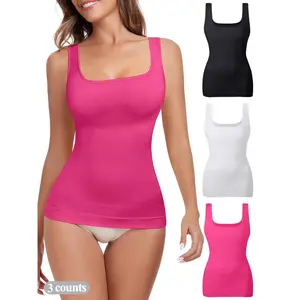 Women's Tummy Control Shapewear Tank Top Seamless Square Neck Compression Top Slimming Body Shapewear Solid Backless Shaper L118