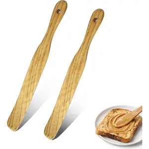2 Pack Wooden Spurtle for Sourdough Starter, Extra Long Handle Sourdough Starter Mixer, Jar Spatula for Reaching Bottom, Dough Whisk & Kitchen Utensil Kit,   Cooking Tools