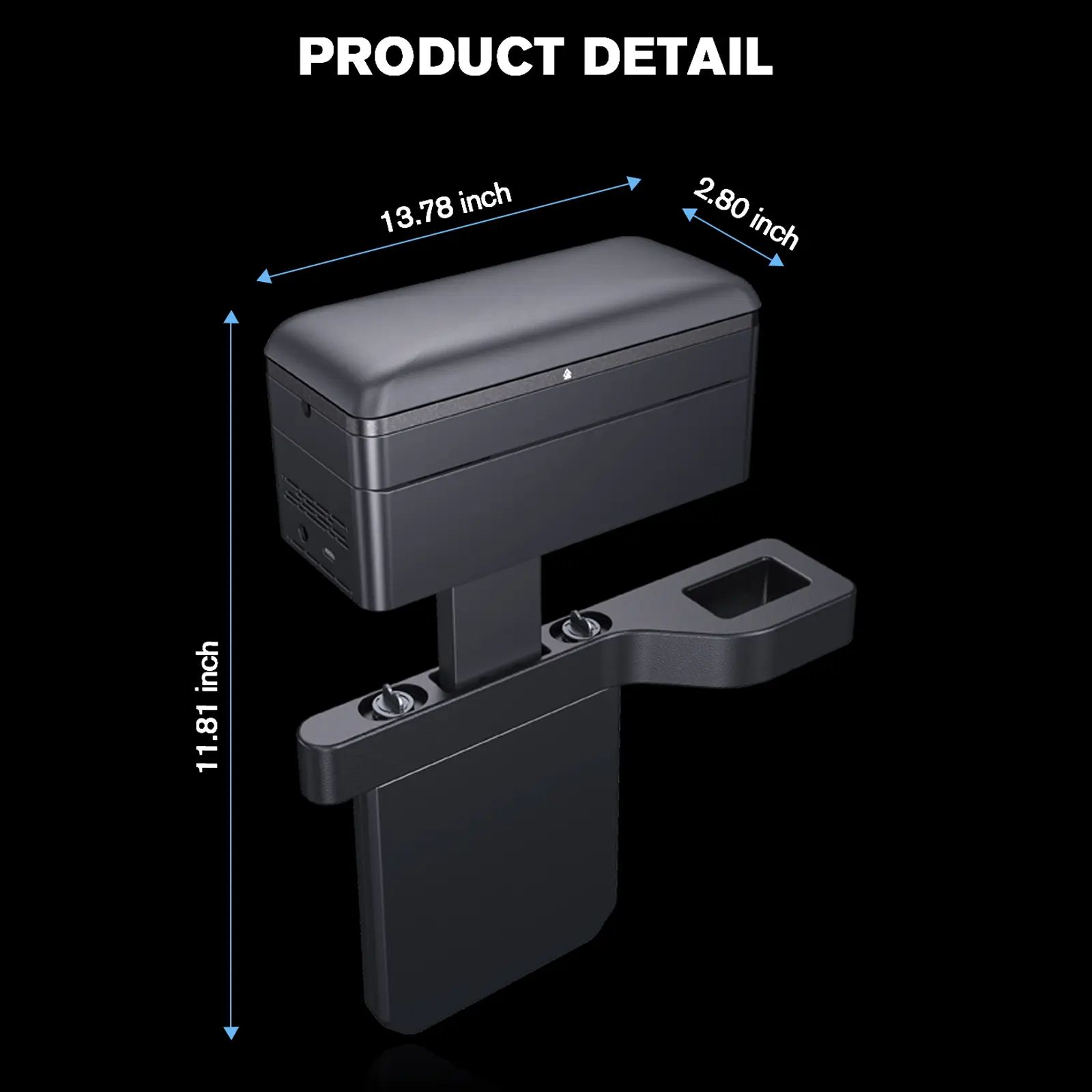 RUIYA 5-in-1 Car Armrest Box - Adjustable Height Armrest with 9-Level Adjustment Range, 65W Docking Station, 15W Wireless Charging, Dual-Layer Storage, Seat Gap Filler, 5521DC Input (75W), Car Console Organizer for Driver Comfort