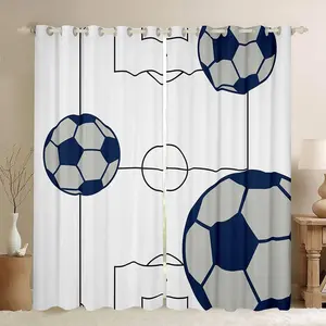 Football Curtains Football Court 30%-50% Blackout Curtains for Boys Girls Teens,Soccer Ball Pattern Darkening Drapes,Sports Theme Window Treatments