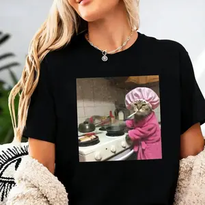 Funny Housewife Cat T-Shirt, Vintage Cat Shirt, Gen Z Joke Shirt, Stupid Brainrot Gift, Cat Lover Gift, Funny Kitty Shirt, Cool Cat Shirt