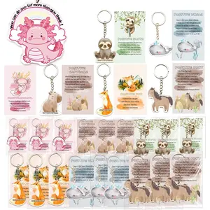 36 Sets End of Year Student Gifts Bulk, Graduation Gifts for Students, Positive Animal Keychains with Motivational Cards and Bags, Teacher Classroom Rewards