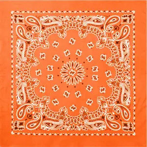 Orange - Trainmen Paisley Bandana, 100% Cotton, 22" x 22"