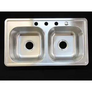 Stainless Steel Double Bowl Sink 33" x 19" x 8" - Versatile Design for Home or Office Use