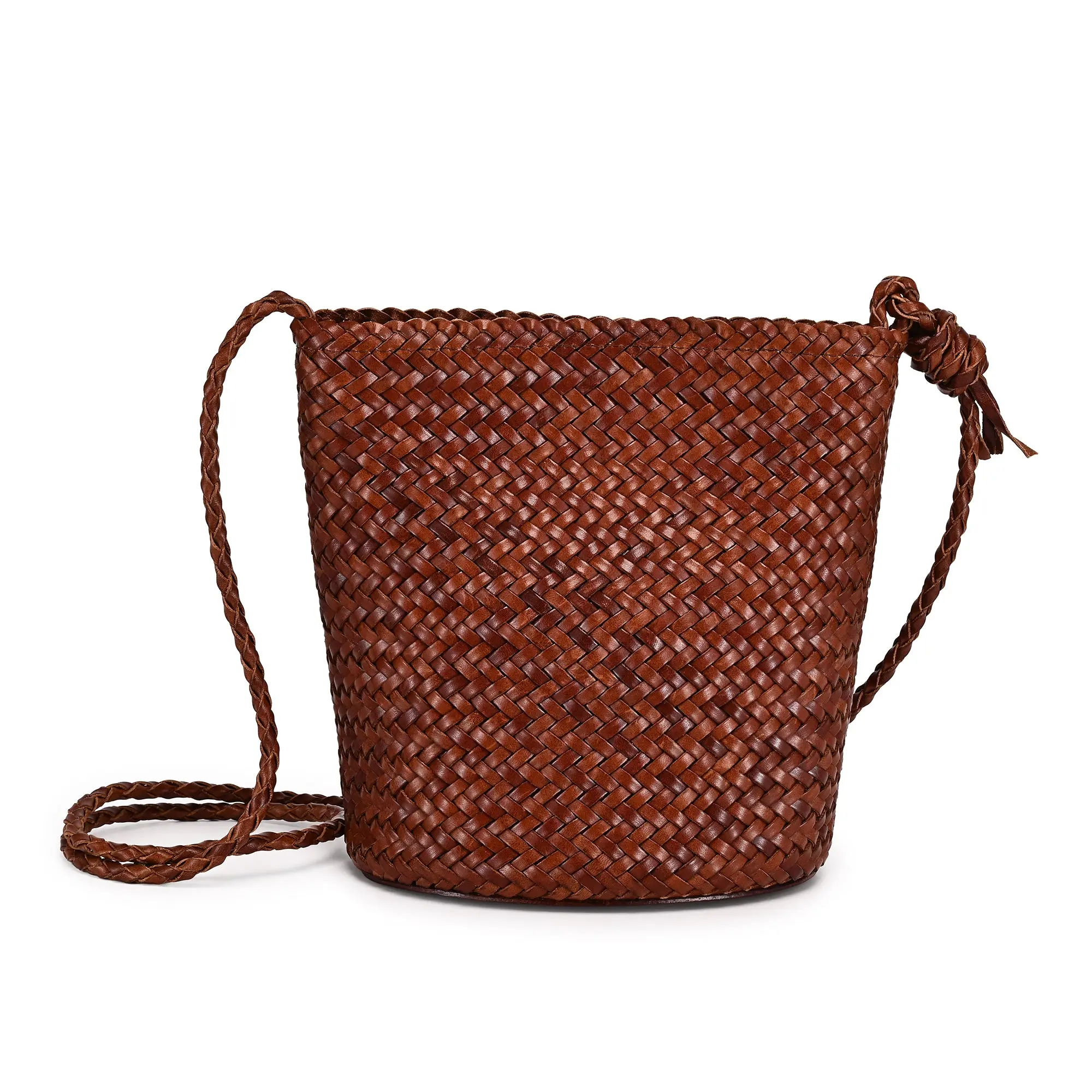 Reed Small Handwoven Leather Barrel Crossbody