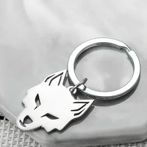New Hip-hop Domineering Wolf Stainless Steel Key Chain Forest Animal Wolf Pendant Car Pendant