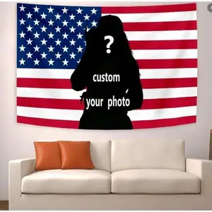 American Flags Tapestry Your Image/Photo Personalized Custom Banners Post Backdrop Wall Hanging Bedroom Cotton Decor Decoration Decorative Art Light Linen White Print Cloth