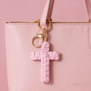 Cross Keychain,Jesus Key Chain Christian Car Accessories Handmade Soft Cross Keychain Boho Decor for Women Men Gifts
