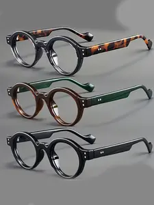 Fashion Vintage Round Transparent Eyeglass Lenses, Colorblock Pilot/sunglasses Style, Unisex Retro Punk Street Glasses, Trendy Vintage Eyeglasses, Fashion Eyewear