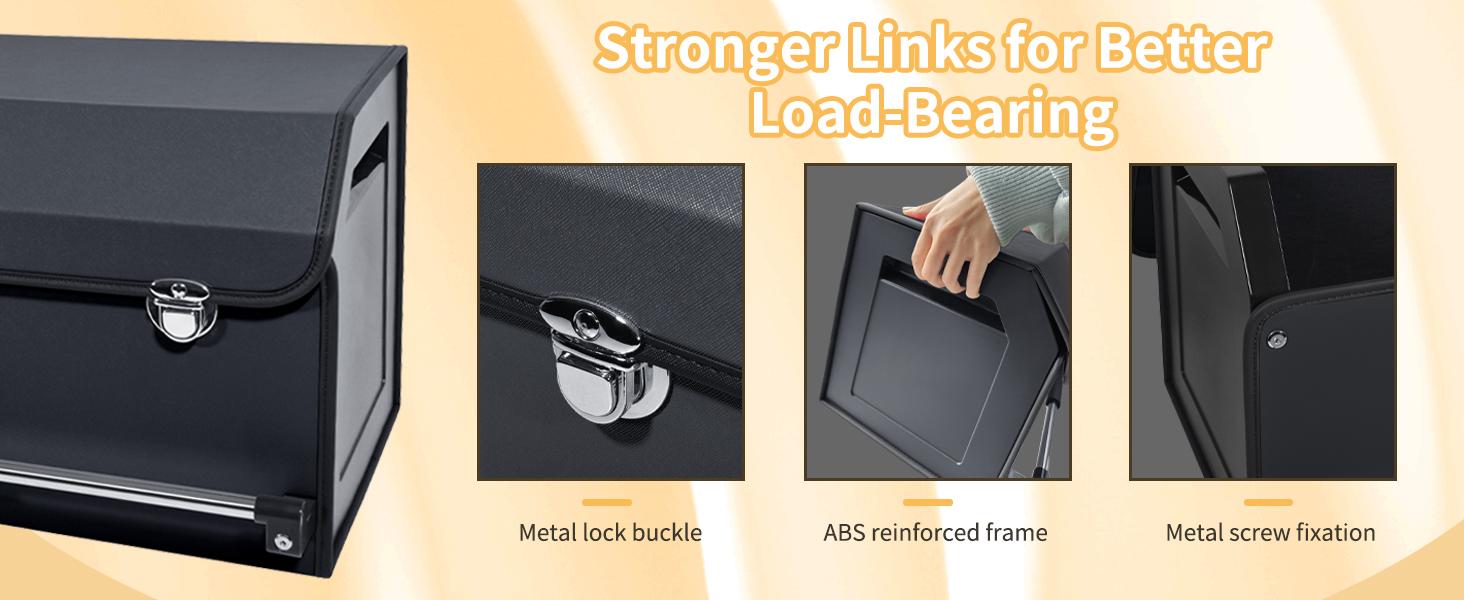 Trunk Organizer for SUV, Collapsible Leather Trunk Organizer for Car with Lid Car Storage for Sedans, Truck, Van, Jeep (Black, 37 x 11.4 x 12.2in)