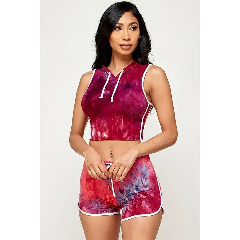 Cropped Hoodie Shorts Set