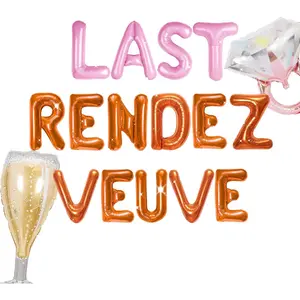 Wine-Themed Last Rendez Veuve Balloon Set, Festive Decorations for Bachelorette Parties & Bride Shower Home Supplies