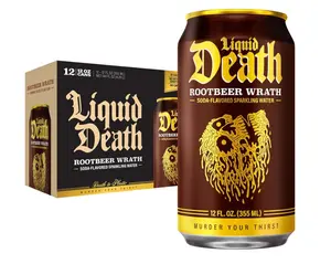 Liquid Death Soda-Flavored Sparkling Water - Rootbeer Wrath, Less Sugar*, Huge Flavor, No Caffeine, No Artificial Sweeteners, 12 Fl Oz (Pack of 12)