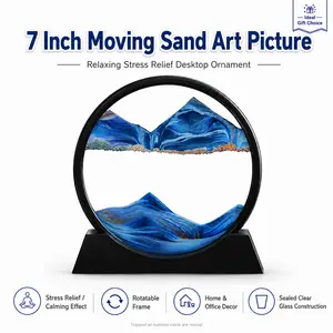MIUVA Moving Sand Art Picture Quicksand Painting Round Glass Sandscapes 3D Deep Sea Art 7 inch for Living Room & Office Desk Decoration Calming Relaxing Art Ornaments Blue Minimalist Eye | Deals For You, Mid Year Sale, Restock, Summer Wins