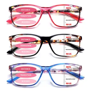 3-Pack Progressive Multifocal Reading Glasses Spring hinges with patterned tinted lenses Multi-face shape adaptability for women, the triple-layer visual design alleviates eye fatigue and strain Mix Color for daily office reading and outdoor activities.