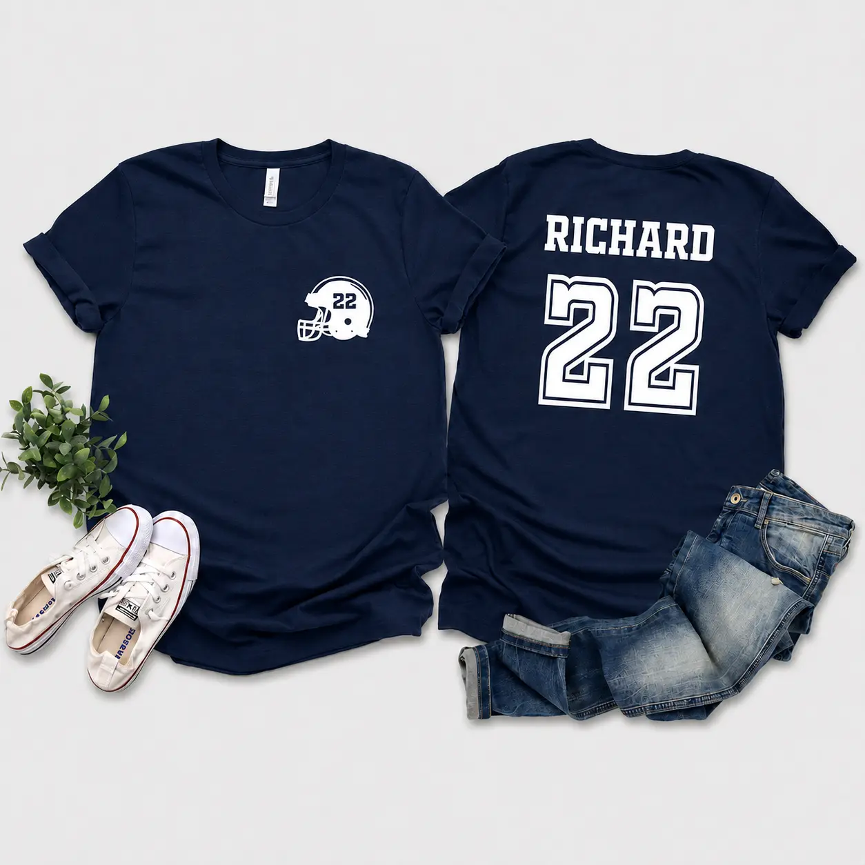 [Note] Custom Football Shirt, Personalized Name Number Two Sided Tee, Football Mom Game Day Shirt, Vintage Varsity Player Family Shirt