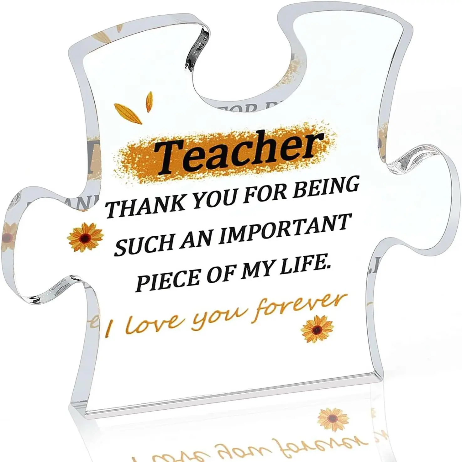 Teacher Appreciation Gifts: Engraved Acrylic Block Puzzle, Heartwarming & Cute Student Teacher Gift - Acrylic Puzzle Plaque