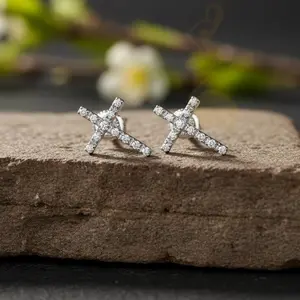 DiamondCelebritees 0.10ct Diamond Stud Earrings For Women White 925 Silver Stud For Men