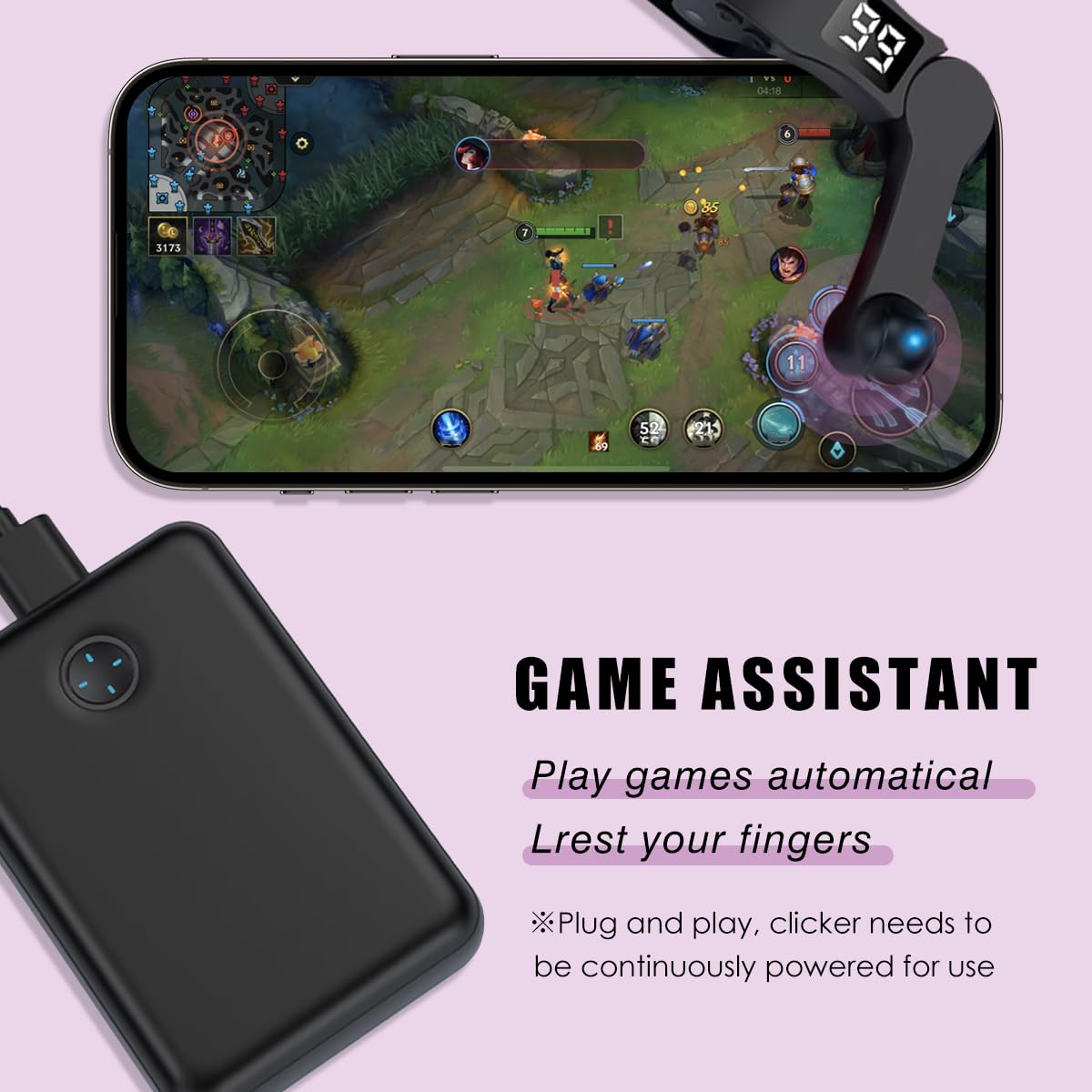 2026 New Auto Clicker for Smart Phone, Screen Device Automatic Tapper | Folding Mobile Phone Auto Screen Clickers | Simulated Finger Clicking USB Simulator for Game, Shopping，Live Broadcasts Likes, Cellphone Accessories