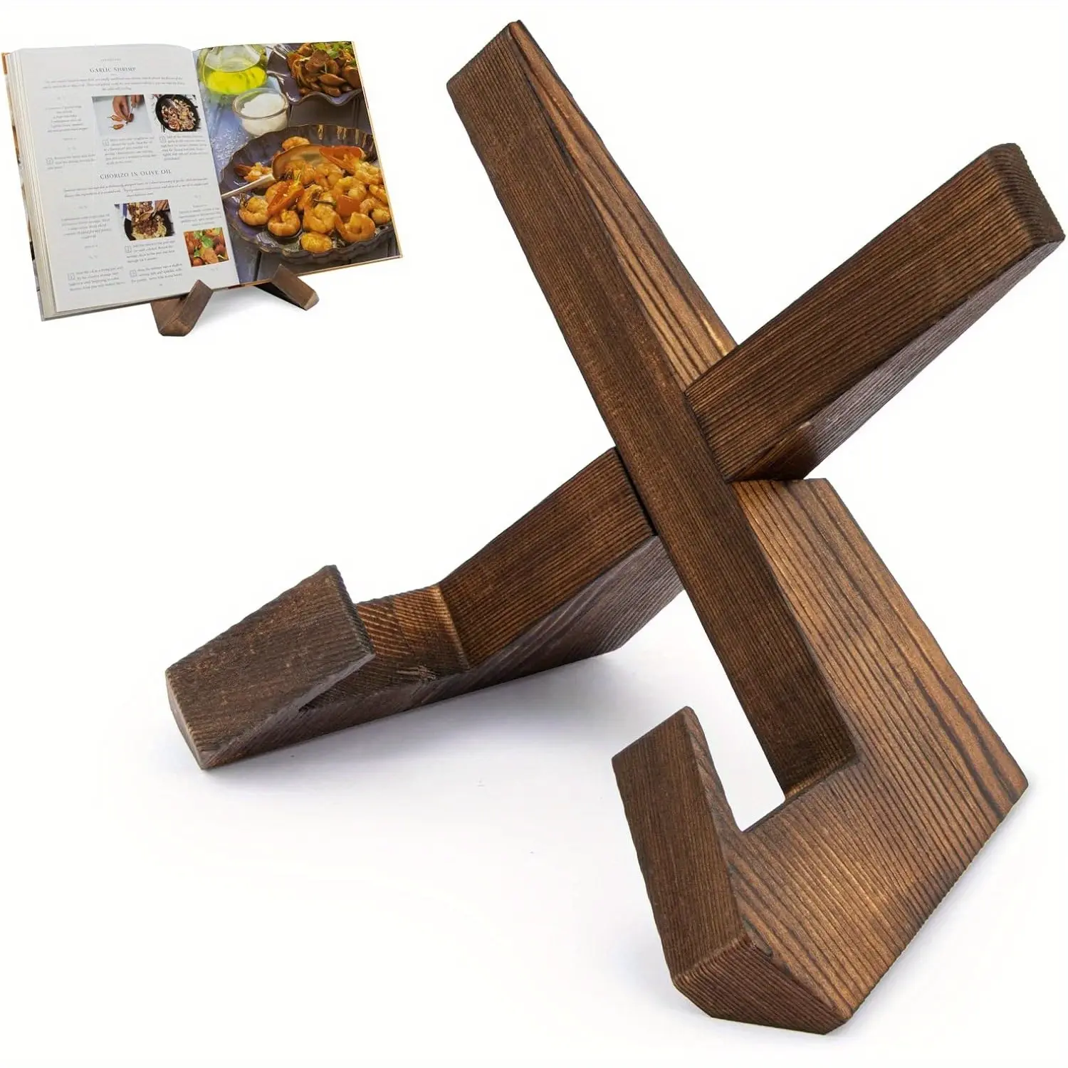 Adjustable Wooden Menu Holder Stand - Multi-Angle Display for Restaurants, Cafes & Home Kitchen |     Recipe Book Organizer with Eco-Friendly Wood Construction (Space-Saving Design)