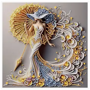 5D Diamond Arts Colorful Painting Kit, Elegant Lady Pattern DIY Diamond Arts Colorful Painting without Frame, Handmade Art Crafts for Home Decor