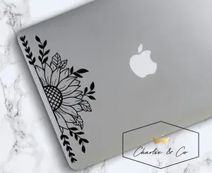Sunflower decal, Sunflower sticker, half sunflower decal, half sunflower sticker, sunflower laptop sticker, vinyl decal, laptop sticker