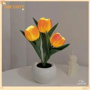 LED tulip night light, realistic flower atmosphere lamp, bedside sleep decoration lamp, creative home office romantic gift