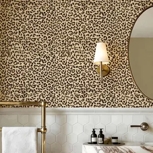 Leopard Print Peel and Stick Wallpaper, Waterproof Removable Self Adhesive Textured Wall Paper, Yellow Unique Funky Cheetah Contact Paper for Bedroom and Bathroom 480"X17.3"(57.6 sq. ft)