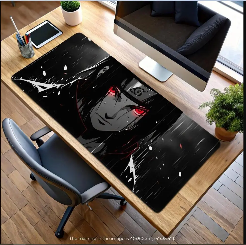 Popular Anime Gaming Desk Mat, Akatsuki Clan Desk Mat, Sharingan Anime Gift, Anime Fan Mouse Pad, Large Desk Mat for Gamers