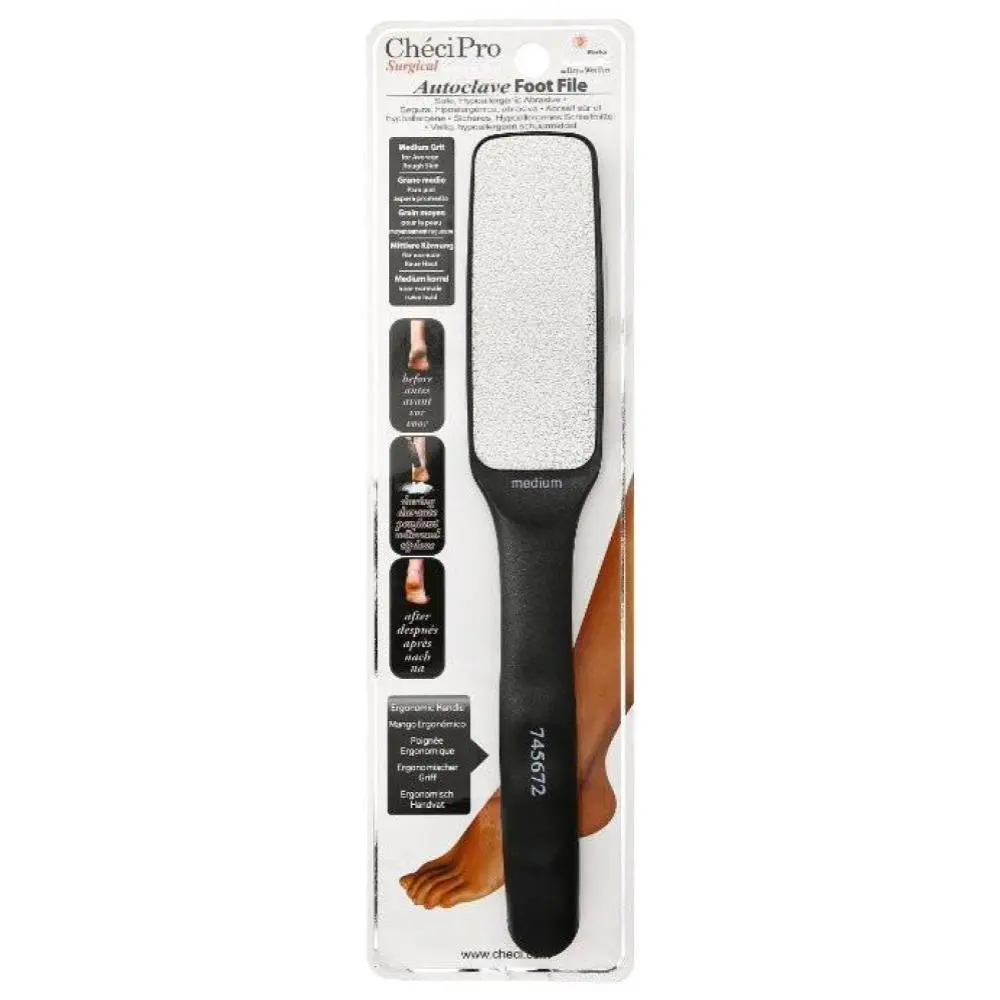 Checi Autoclave Sanitize and Sterilize Foot File Carded, Medium, Nail Care, Hypoallergic