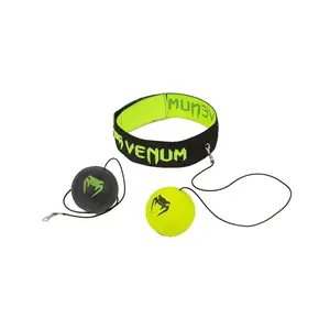 Venum Reflex Ball - Black & Yellow Color - Original Training Equipment with Adjustable Elastic Band for Coordination Development
