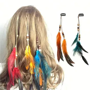 Multicolor Feather Hair Clips Set, Handmade Fringe Accessory, Western Ethereal Charm, Indian Feather Hair Pins, Fashion Jewelry