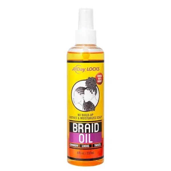 AllDay Locks Braid Oil, Spray On Hair Oil Braid & Scalp Care, 8 Oz Bottle | Moisturizing and Strengthening Treatment for Men and Women, Dry Scalp and Tension Relief