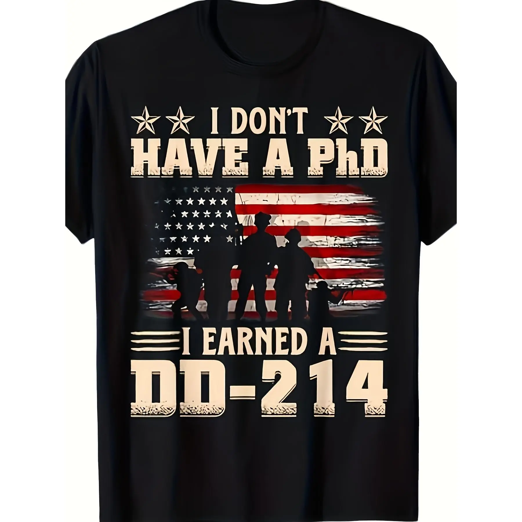 Retro Flag T-Shirt: I May Not Hold a Phd, But I Proudly Earned My DD214.This Y2K Street-Style Tee Is Casual, Trendy, And Perfect for All Seasons.It Features a Crew Neck, Is Breathable, Machine Washable,summer graphic tees