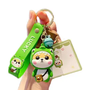 Shiba Inu Green Dinosaur Keychain – Cute Dog Key Holder with Hooks for Keys or Bags – Stylish, Functional & Perfect for Gifts