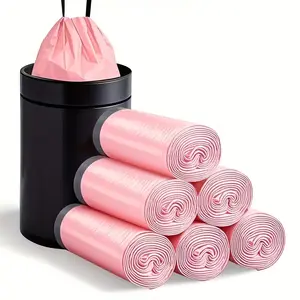 98Pcs 4 Gallon Heavy Duty Drawstring Trash Bags Foldable Leakproof Portable Tie Garbage Bags Multicolor for Home Bathroom Bedroom Office Toilet