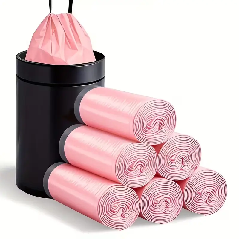 98Pcs 4 Gallon Heavy Duty Drawstring Trash Bags Foldable Leakproof Portable Tie Garbage Bags Multicolor for Home Bathroom Bedroom Office Toilet