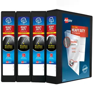 Avery Heavy-Duty View 3 Ring Binders, 1.5"One Touch Slant Rings, 4 Black Binders (79870)