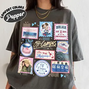 Comfort Colors Off Campus Hockey Stamps Briar University Y2k Graphic Tee, Hockey Romance Series Graham 44 Reading Lover Unisex T-Shirt - Perfect Gift for Fans