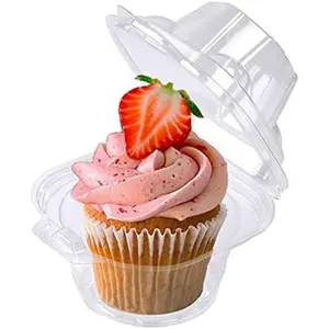50 Pack Individual Cupcake Containers Plastic Cupcake Boxes Cupcake Holders Stackable Deep Dome Cupcake Carrier