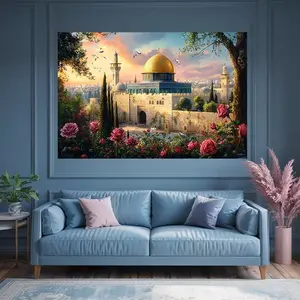 Al-Aqsa Mosque Party Poster, Islamic Landmark Art Print, Middle Eastern Culture Wall Decor