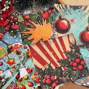 JAIIMAN 30pieces(12Papers and 18Stickers)Colorful Christmas DIY Scrapbook Paper Pack, for Scrapbooking Supplies, Gift Wrapping Paper, Journaling Supplies, Handmade Waste Diary, Background Pad, Paper Craft, Christmas Collage Decoration, Diary Accessories