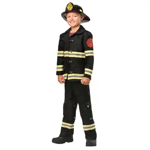 Kids Black Uniform Firefighter Costume