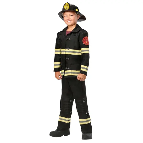 Kids Black Uniform Firefighter Costume