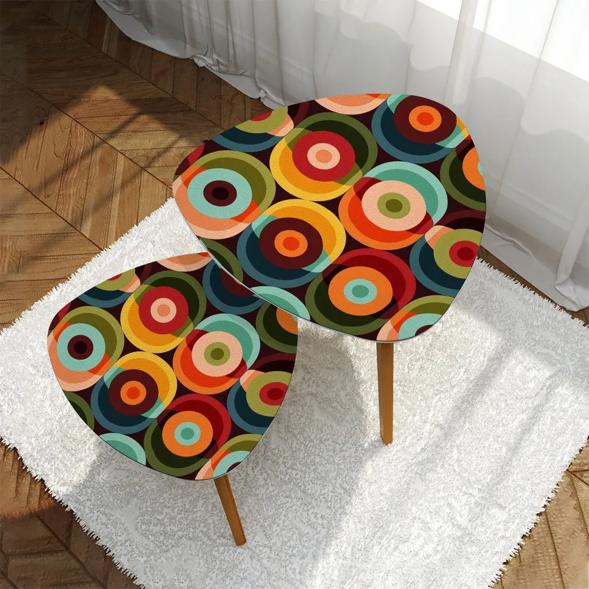Retro 60s Groovy Orbs, Funky Fun Mid Century Modern Nesting Tables