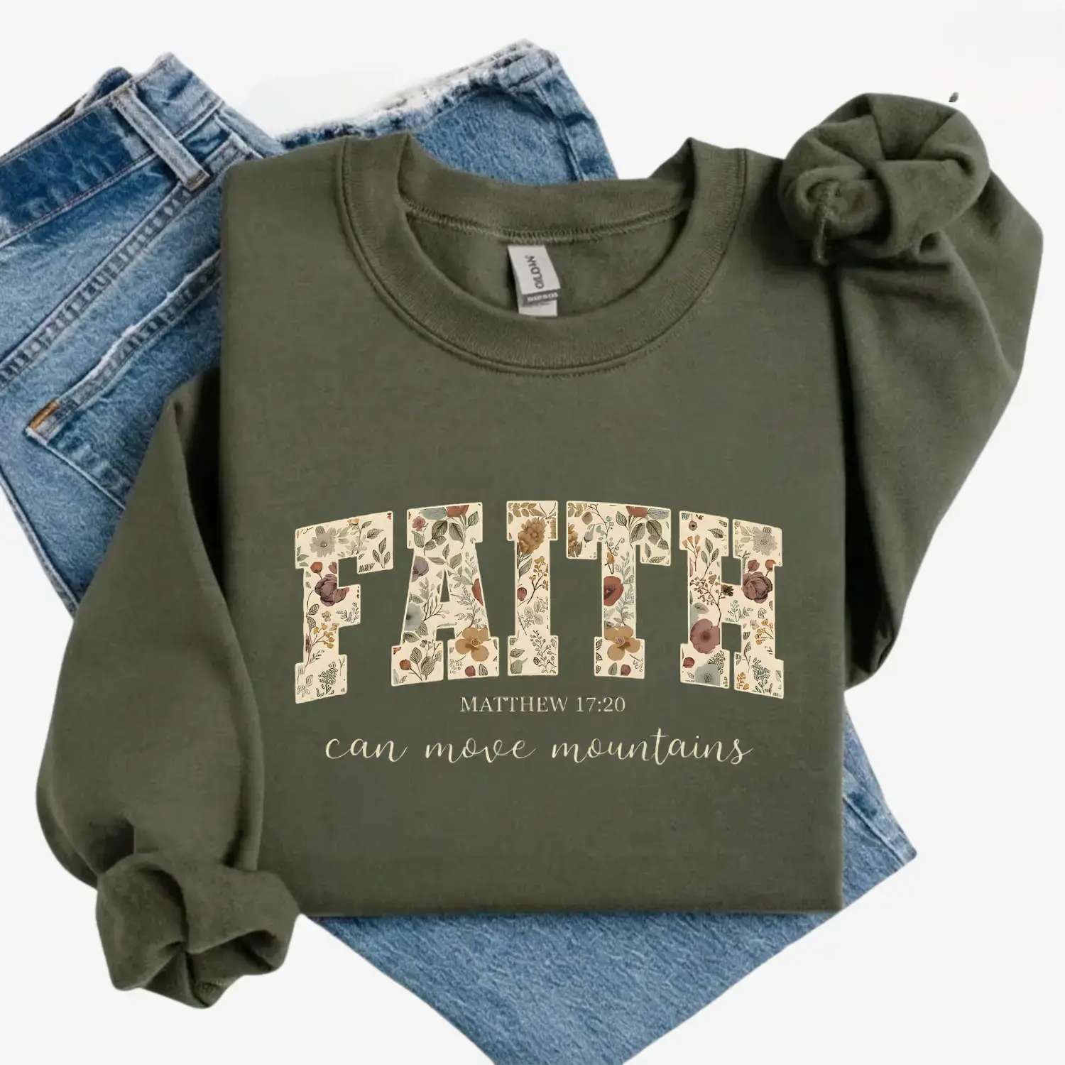 Floral Faith Bible Verse Sweatshirt, Christian Inspirational Crewneck, Scripture Graphic Sweatshirt, Bible Study Gift for Women