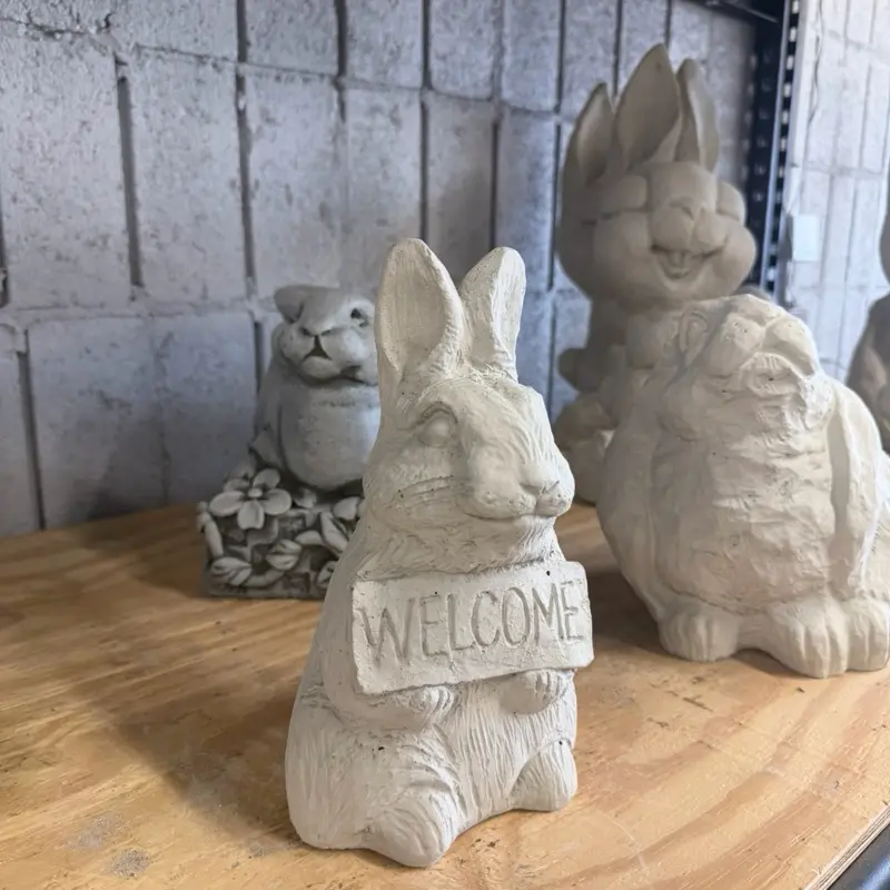 Concrete Bunny Rabbit Statue, Outdoor Garden Decor, Indoor Home Accent