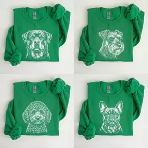 Dog Portrait Sweatshirt, Minimalist Line Art Puppy Face Graphic, Custom Pet Lover Gift, For Men and For Women